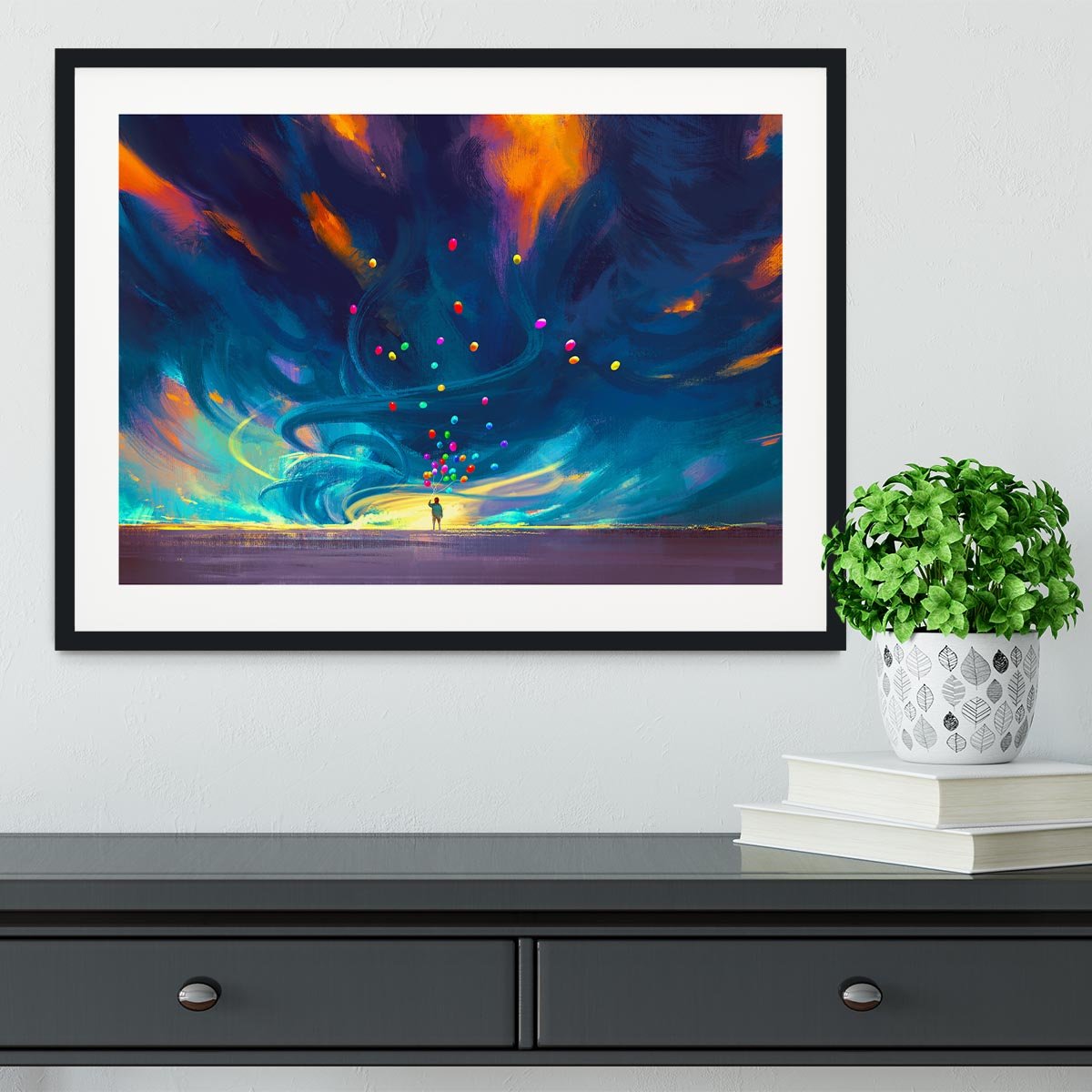Standing in front of fantasy storm Framed Print - Canvas Art Rocks - 1
