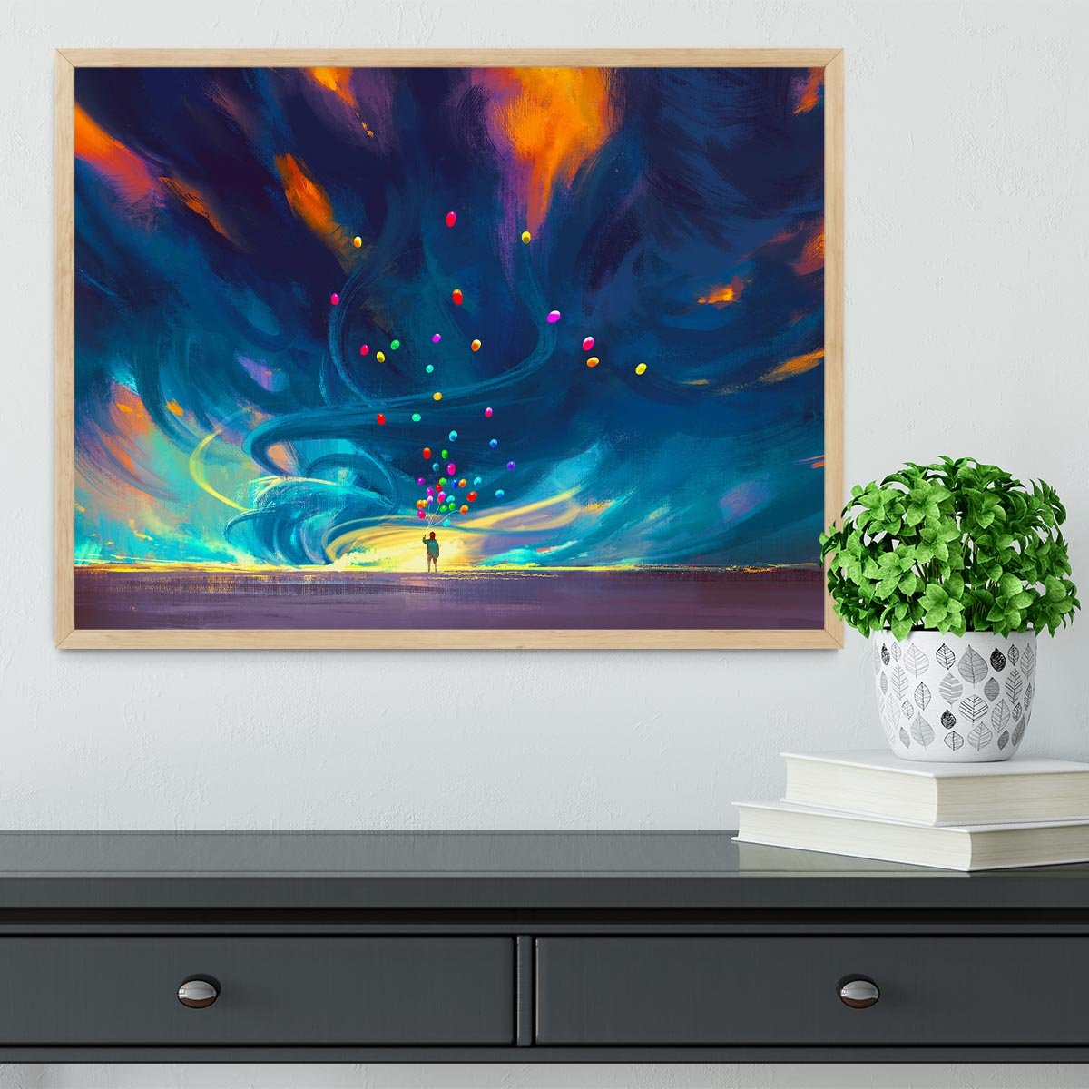 Standing in front of fantasy storm Framed Print - Canvas Art Rocks - 4
