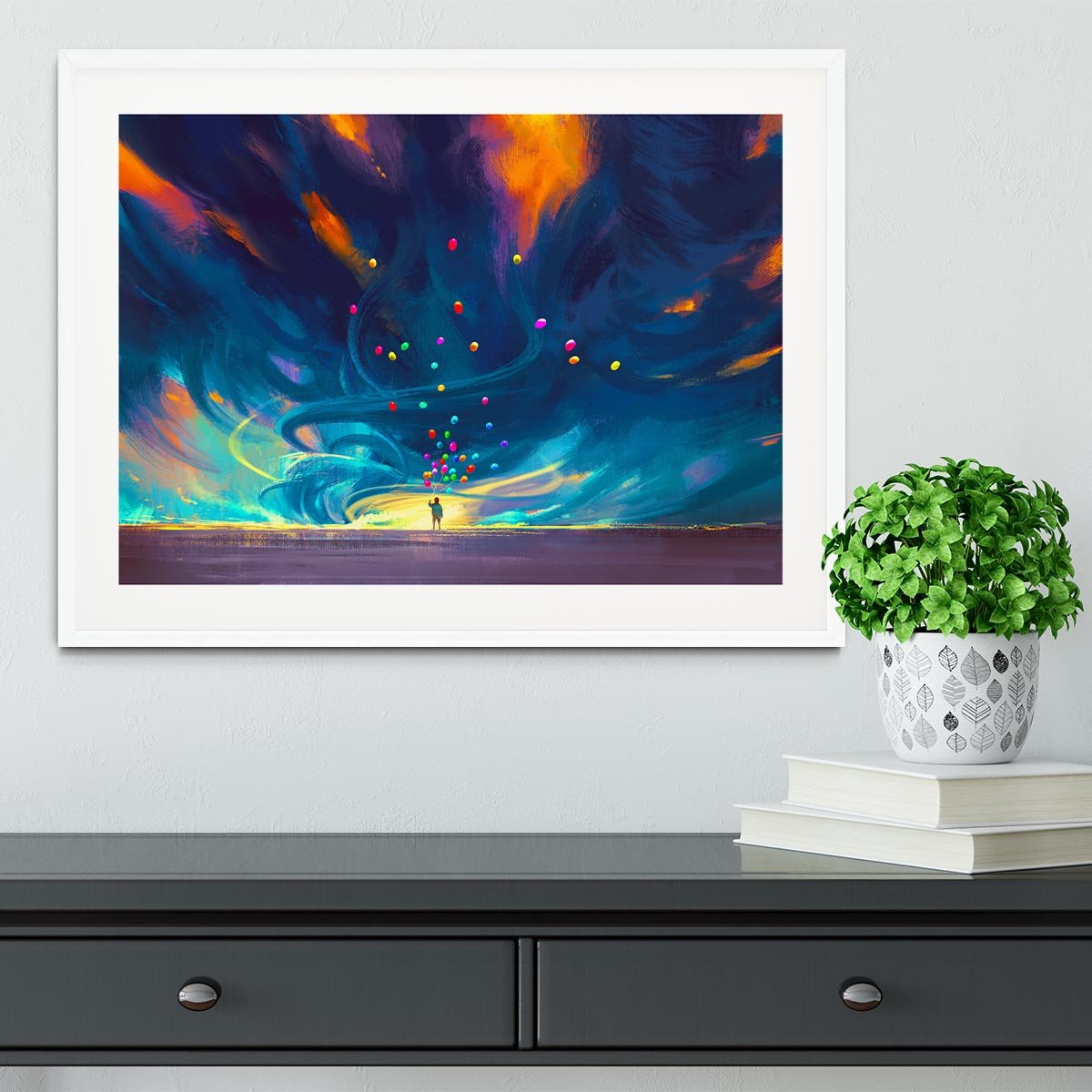 Standing in front of fantasy storm Framed Print - Canvas Art Rocks - 5