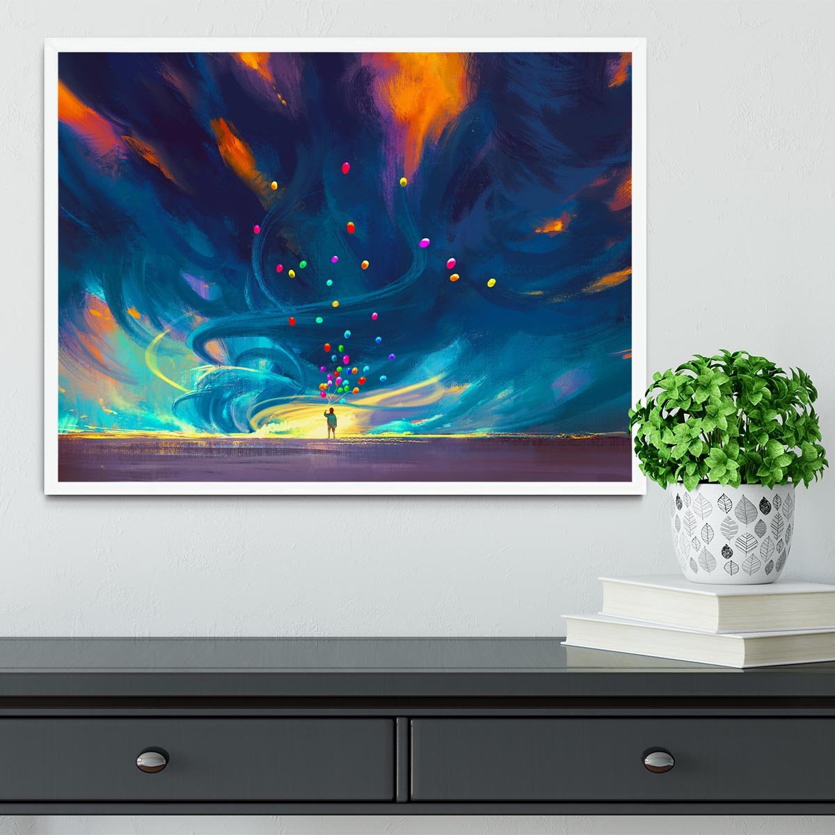 Standing in front of fantasy storm Framed Print - Canvas Art Rocks -6