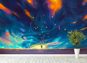 Standing in front of fantasy storm Wall Mural Wallpaper - Canvas Art Rocks - 4