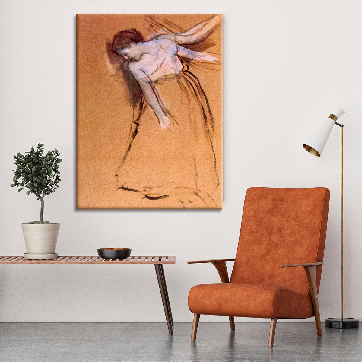Standing with arms stretched bent to the side by Degas Canvas Print or Poster