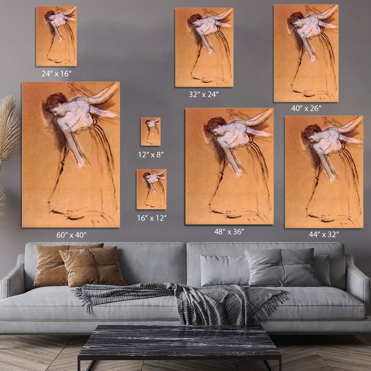 Standing with arms stretched bent to the side by Degas Canvas Print or Poster
