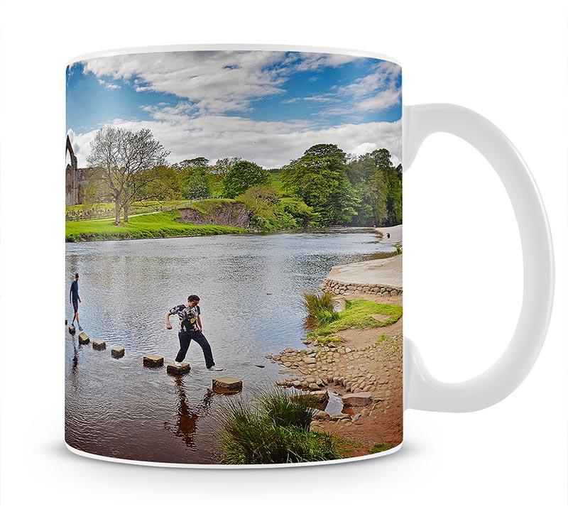 Stepping stones at Bolton Abbey Mug - Canvas Art Rocks - 1