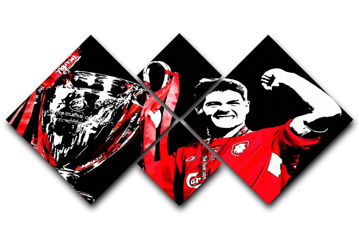 Steven Gerrard Champions League 4 Square Multi Panel Canvas  - Canvas Art Rocks - 1
