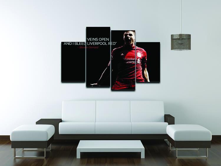 Steven Gerrard Liverpool Red 4 Split Panel Canvas - Canvas Art Rocks - 3