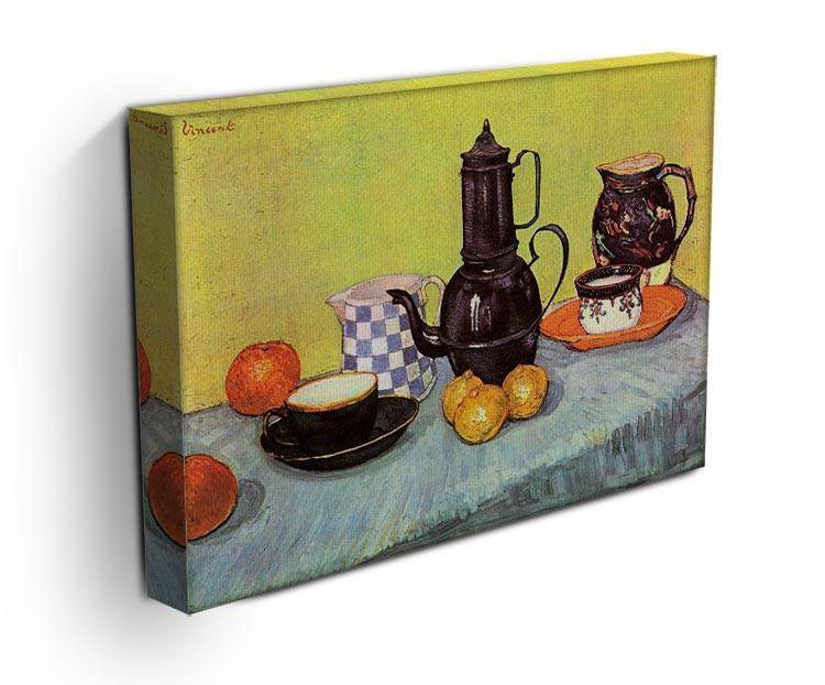 Still Life Blue Enamel Coffeepot Earthenware and Fruit by Van Gogh Canvas Print & Poster - Canvas Art Rocks - 3