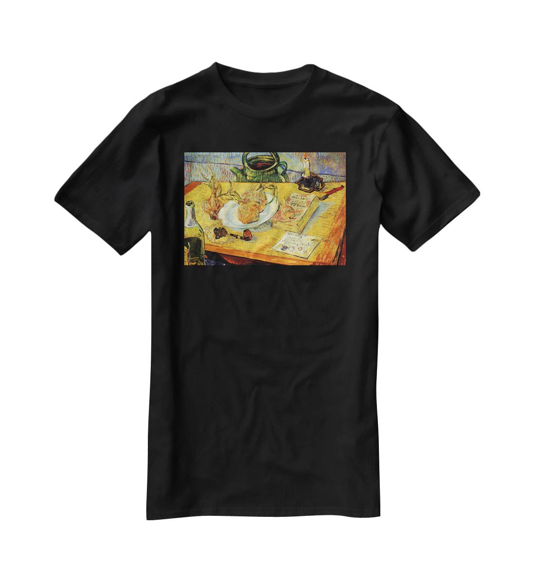 Still Life Drawing Board Pipe Onions and Sealing-Wax by Van Gogh T-Shirt - Canvas Art Rocks - 1