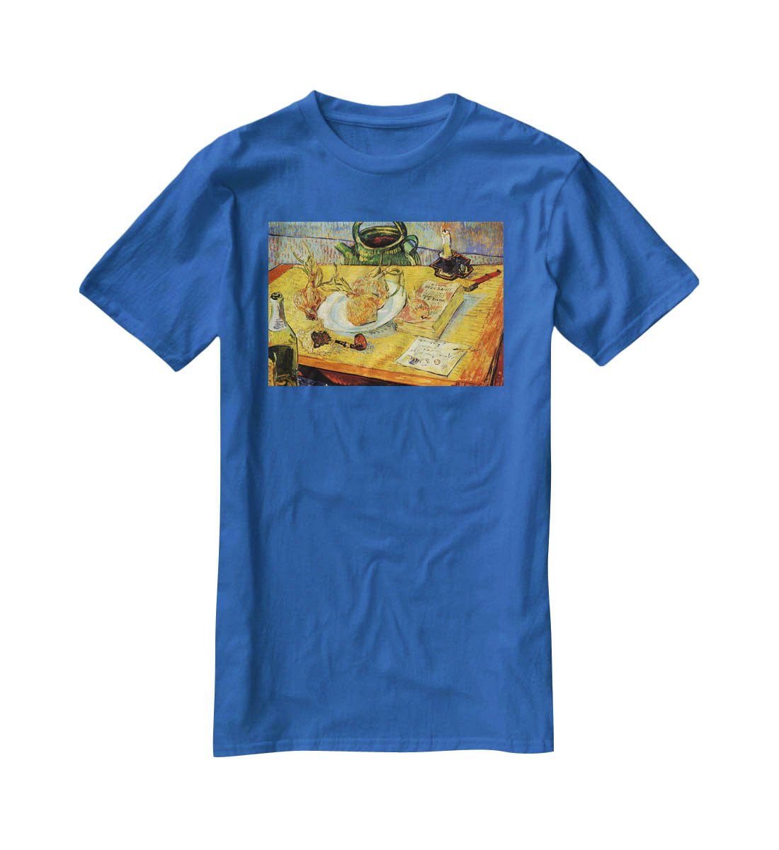 Still Life Drawing Board Pipe Onions and Sealing-Wax by Van Gogh T-Shirt - Canvas Art Rocks - 2