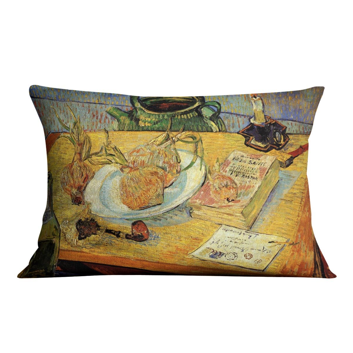 Still Life Drawing Board Pipe Onions and Sealing-Wax by Van Gogh Throw Pillow