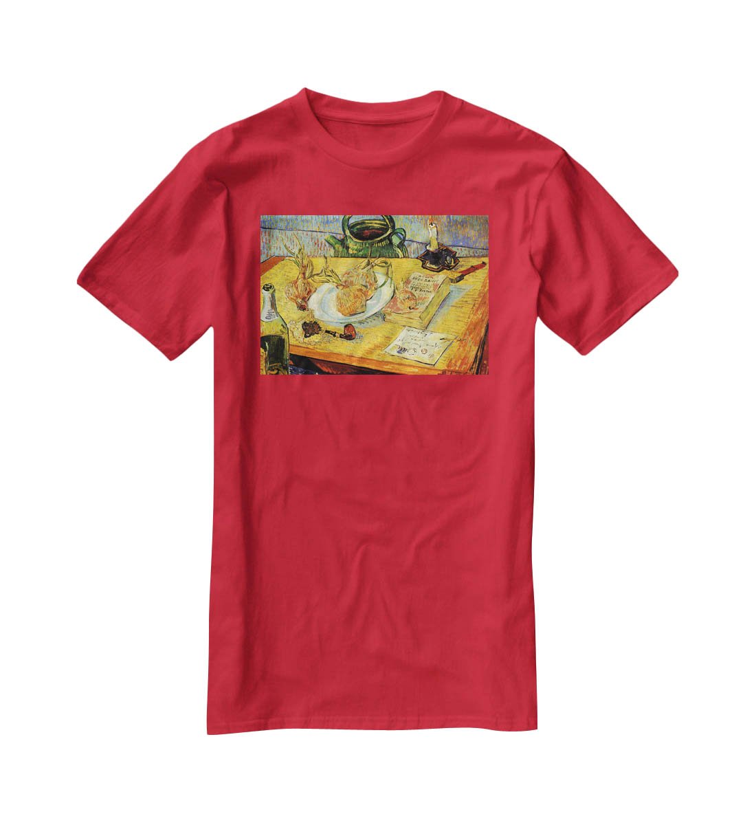 Still Life Drawing Board Pipe Onions and Sealing-Wax by Van Gogh T-Shirt - Canvas Art Rocks - 4