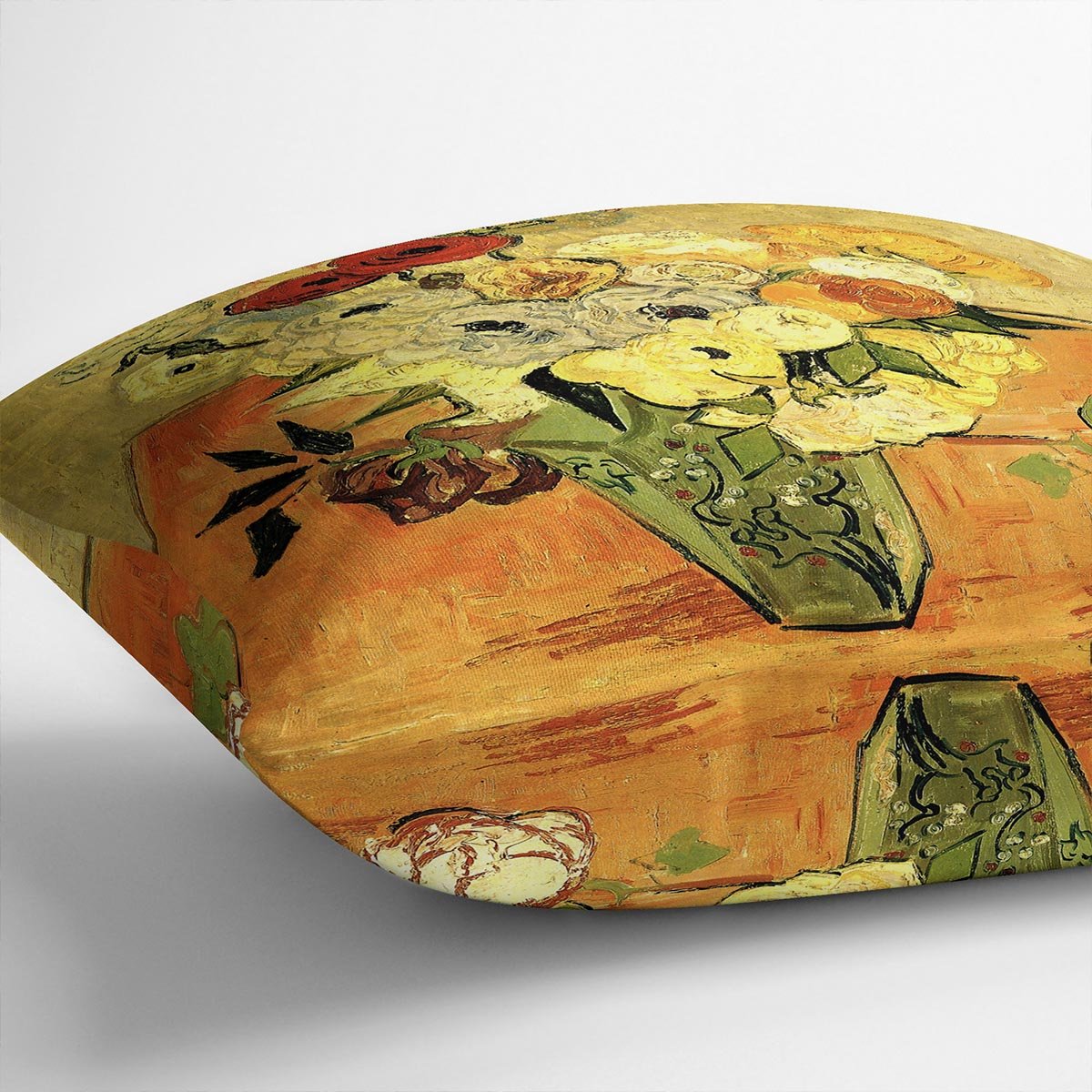 Still Life Japanese Vase with Roses and Anemones by Van Gogh Throw Pillow