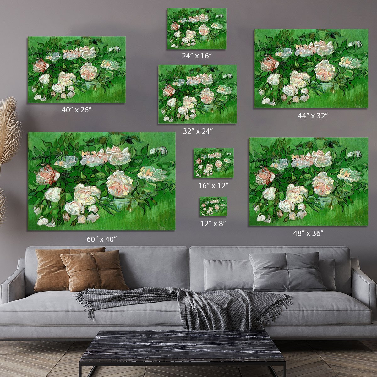 Still Life Pink Roses by Van Gogh Canvas Print or Poster