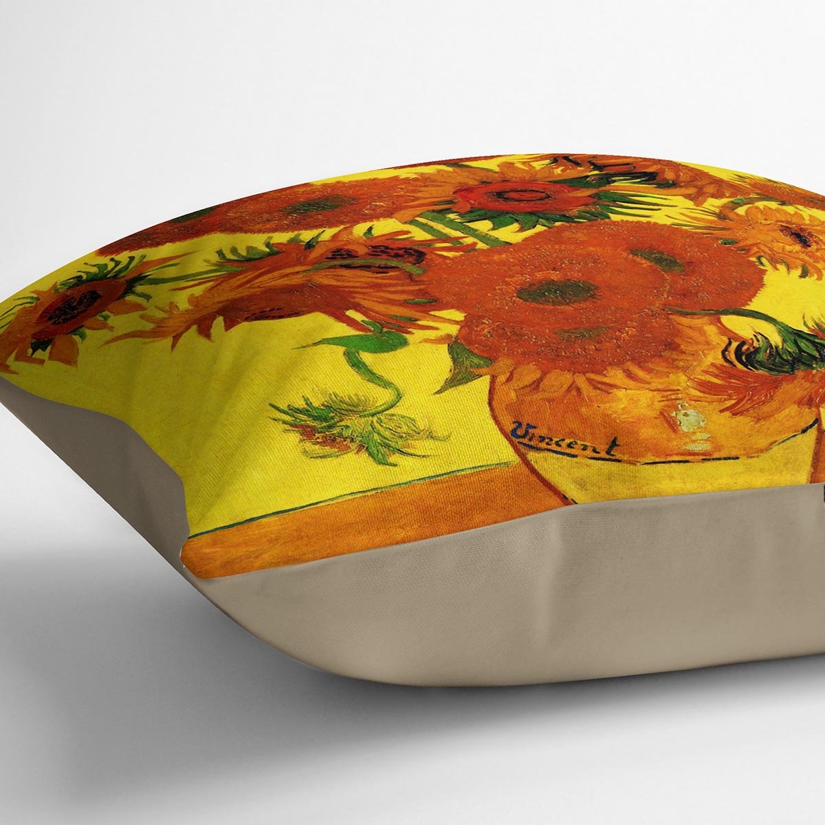 Still Life Vase with Fifteen Sunflowers 3 by Van Gogh Throw Pillow