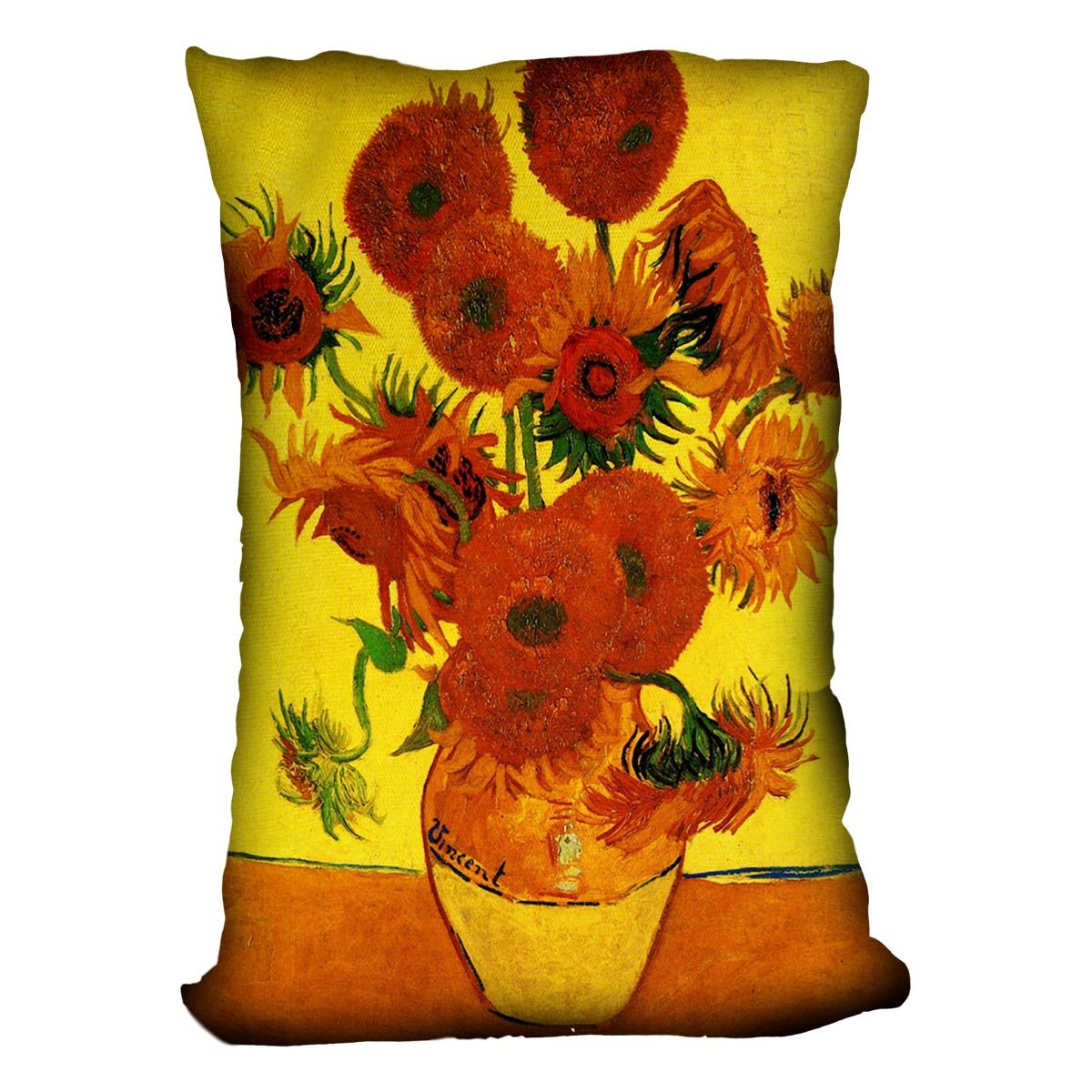 Still Life Vase with Fifteen Sunflowers 3 by Van Gogh Throw Pillow