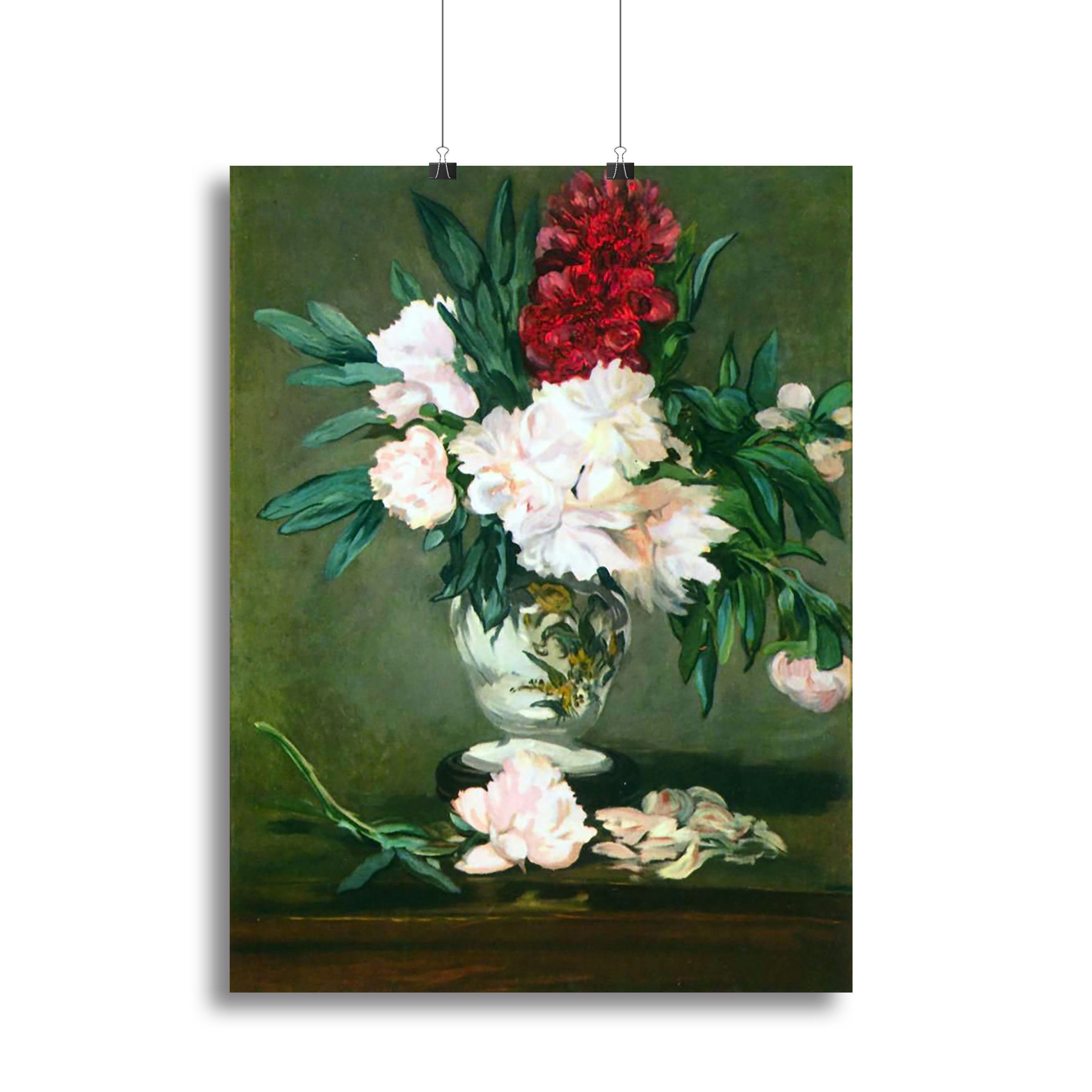 Still Life Vase with Peonies by Manet Canvas Print or Poster