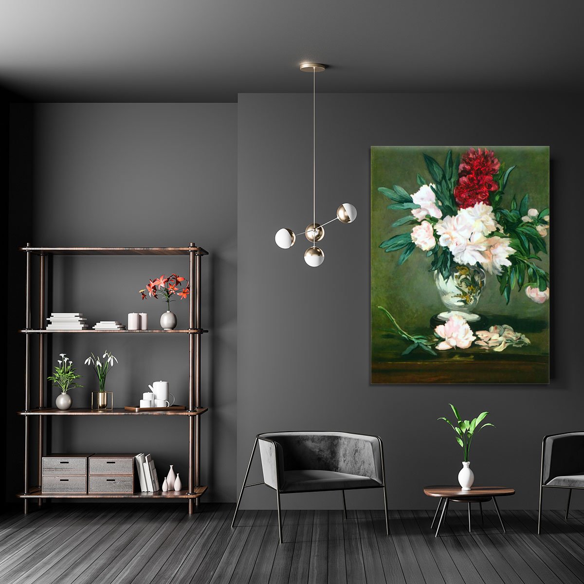 Still Life Vase with Peonies by Manet Canvas Print or Poster