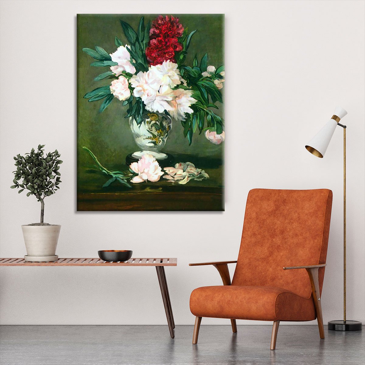 Still Life Vase with Peonies by Manet Canvas Print or Poster