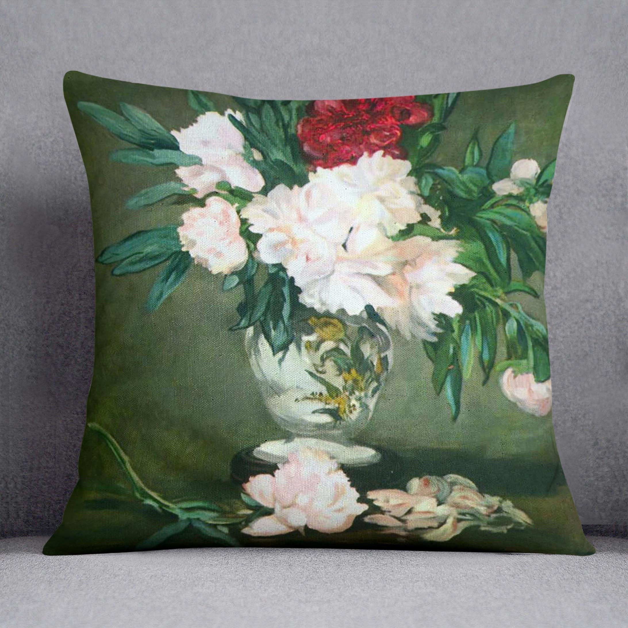 Still Life Vase with Peonies by Manet Throw Pillow