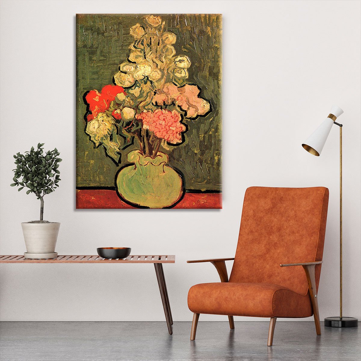Still Life Vase with Rose-Mallows by Van Gogh Canvas Print or Poster