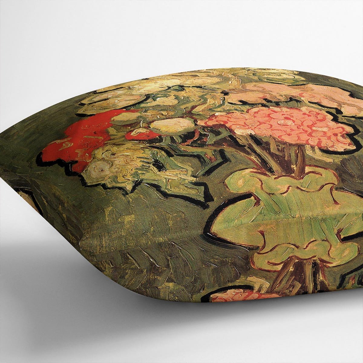Still Life Vase with Rose-Mallows by Van Gogh Throw Pillow