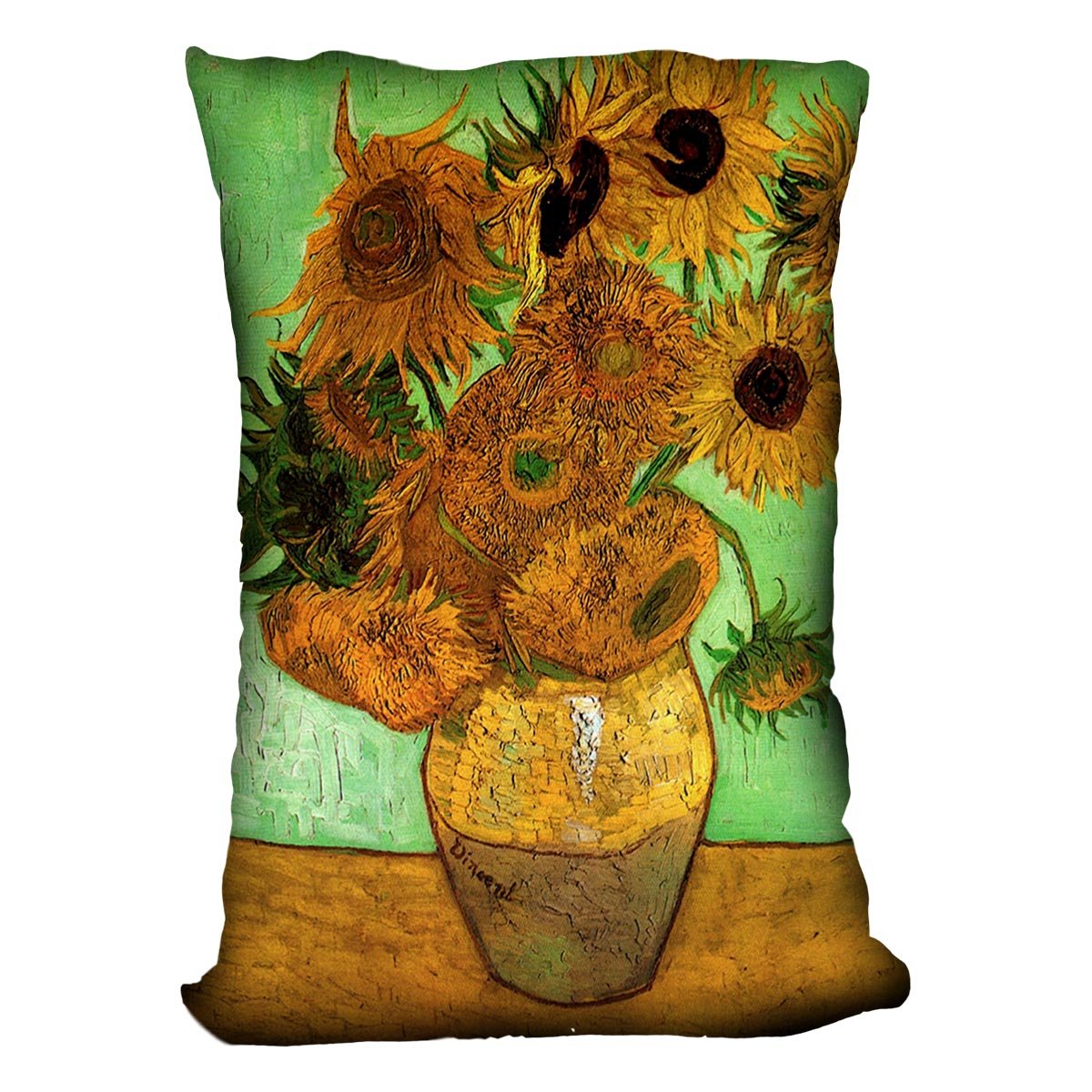 Still Life Vase with Twelve Sunflowers 2 by Van Gogh Throw Pillow