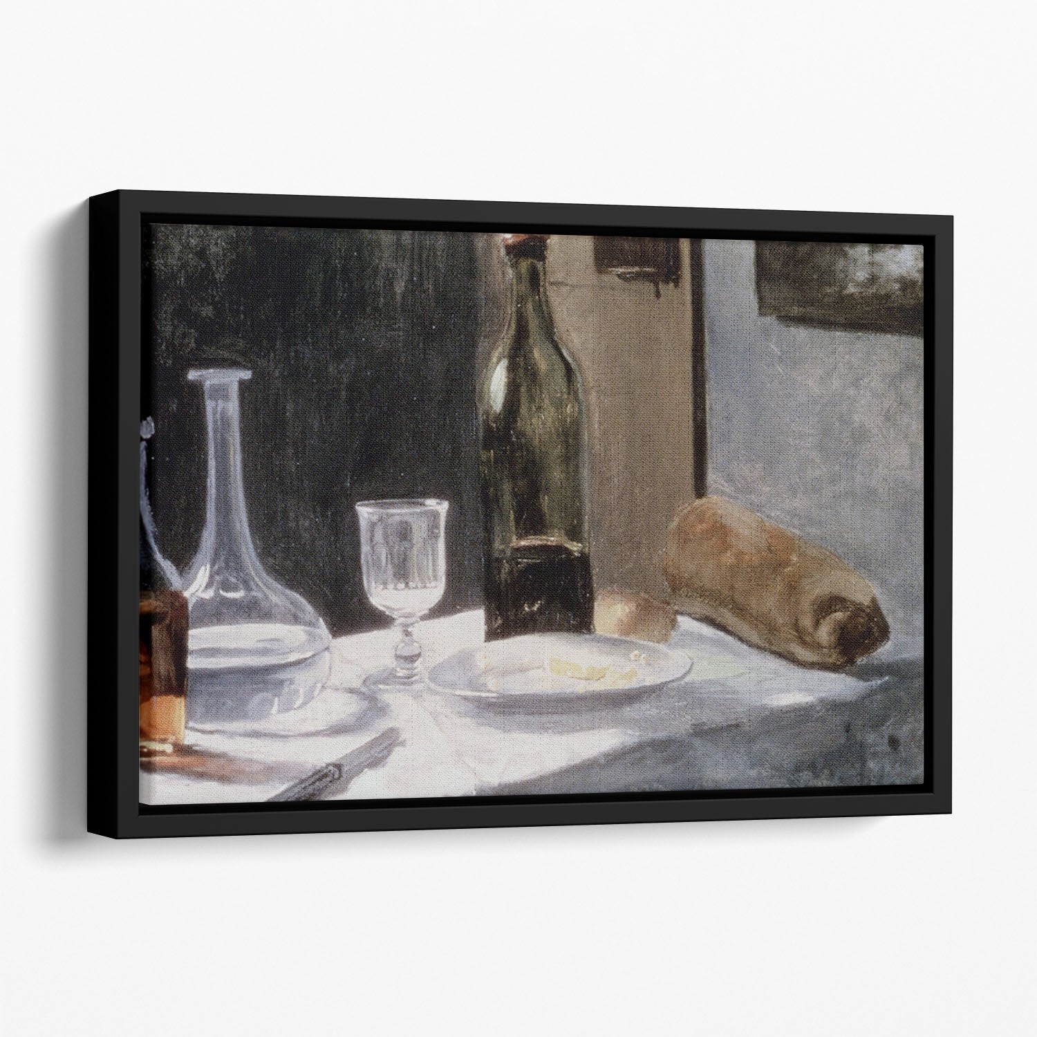 Still Life With Bottles by Monet Floating Framed Canvas