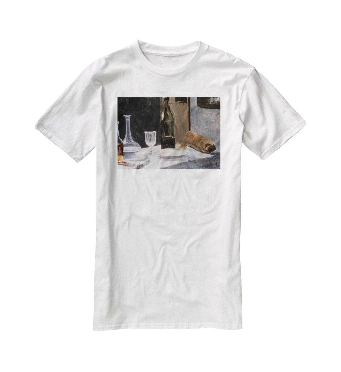 Still Life With Bottles by Monet T-Shirt - Canvas Art Rocks - 5
