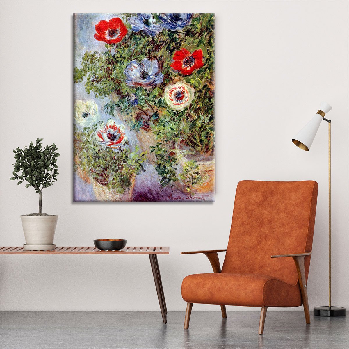 Still Life with Anemones by Monet Canvas Print or Poster