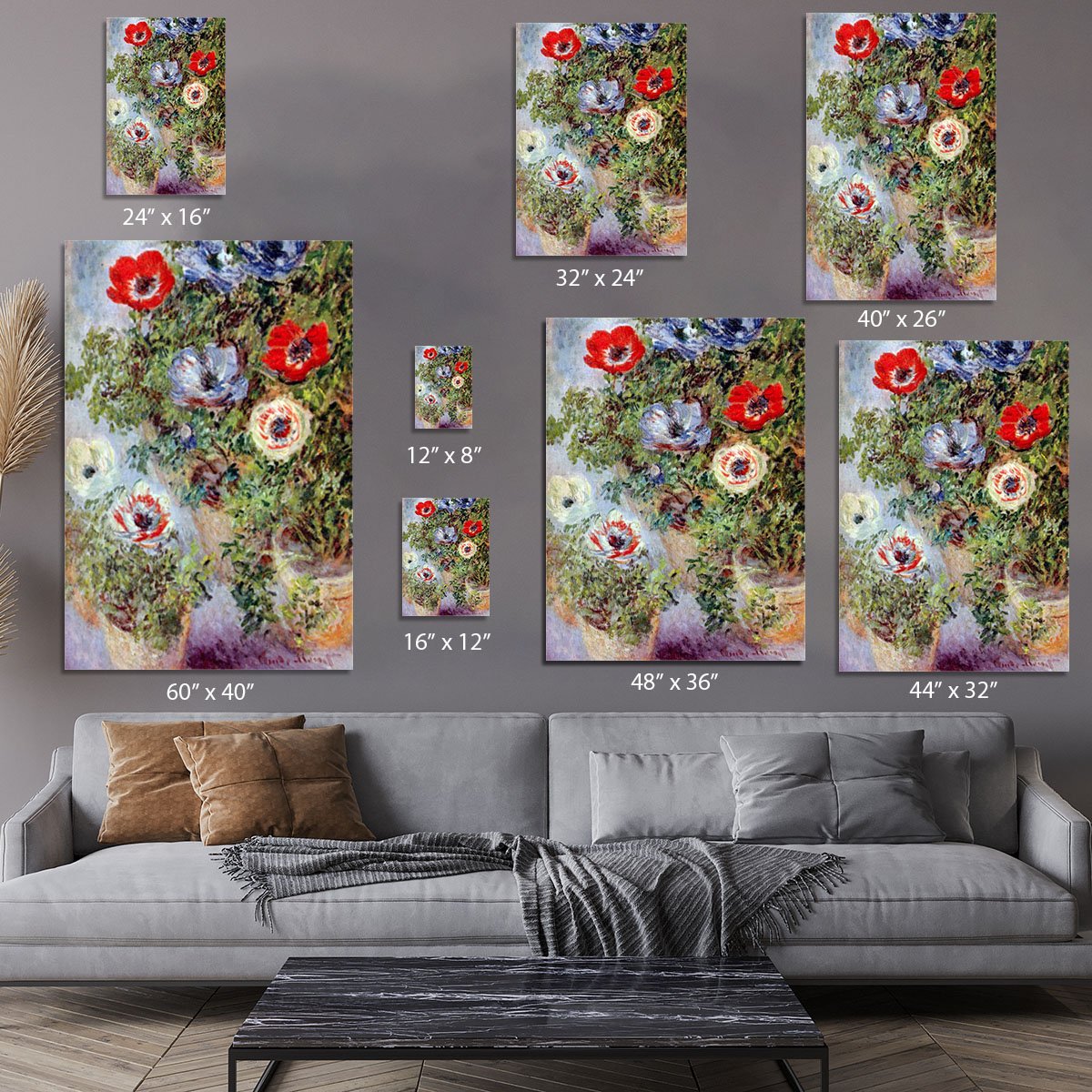 Still Life with Anemones by Monet Canvas Print or Poster