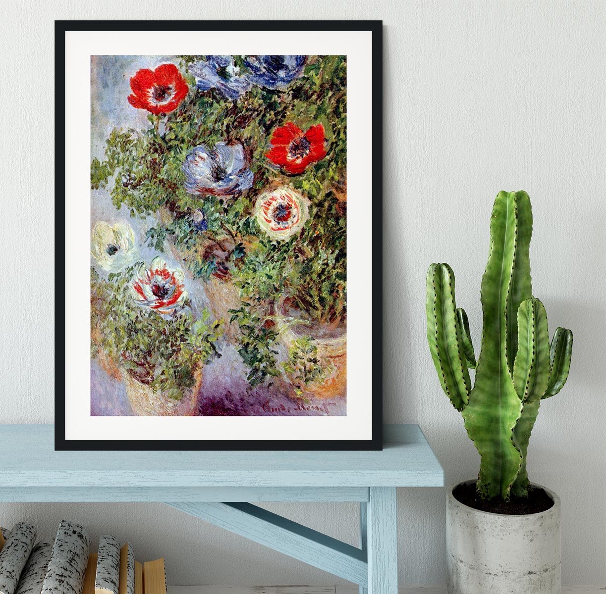 Still Life with Anemones by Monet Framed Print - Canvas Art Rocks - 1
