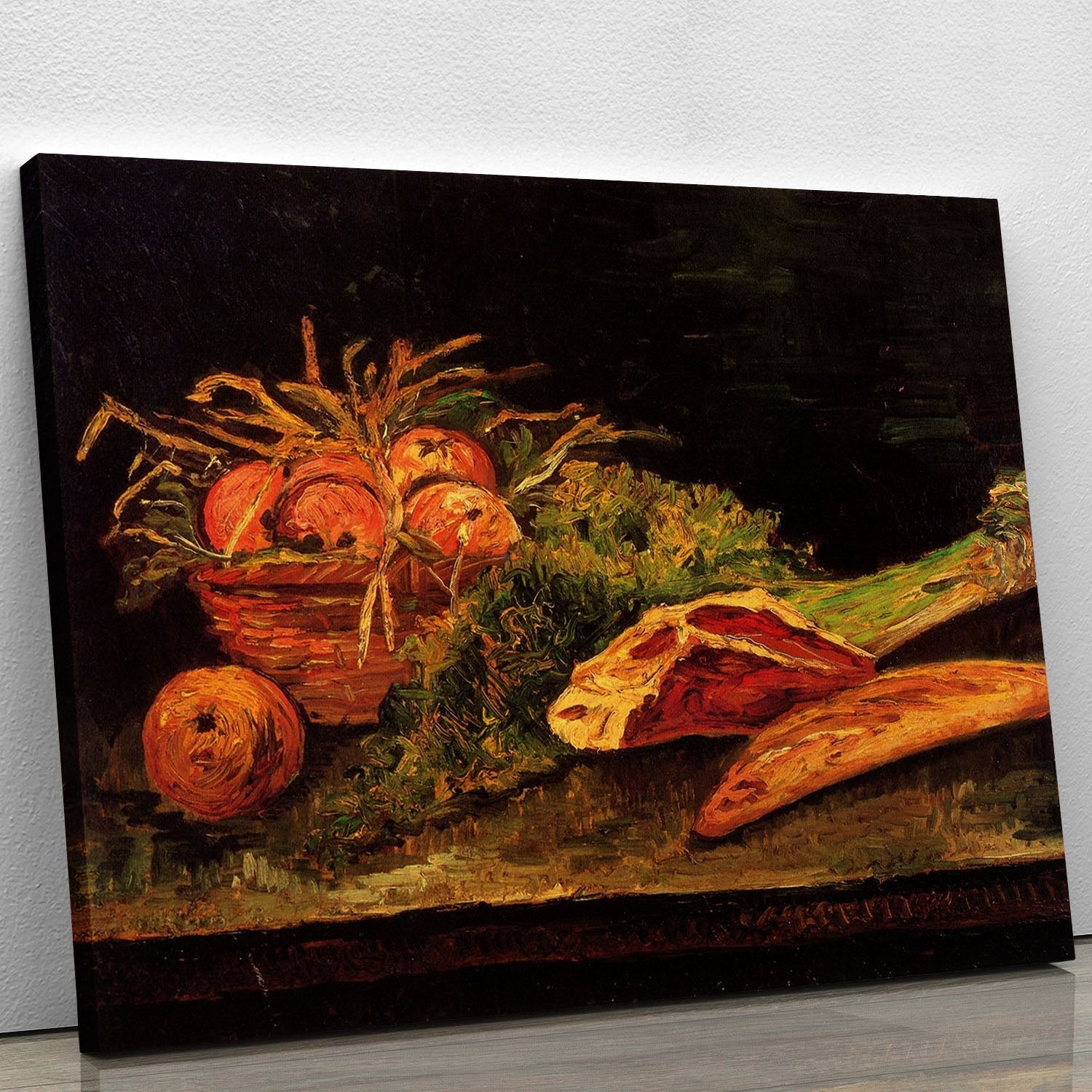 Still Life with Apples Meat and a Roll by Van Gogh Canvas Print or Poster