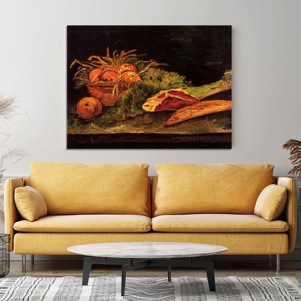 Still Life with Apples Meat and a Roll by Van Gogh Canvas Print or Poster