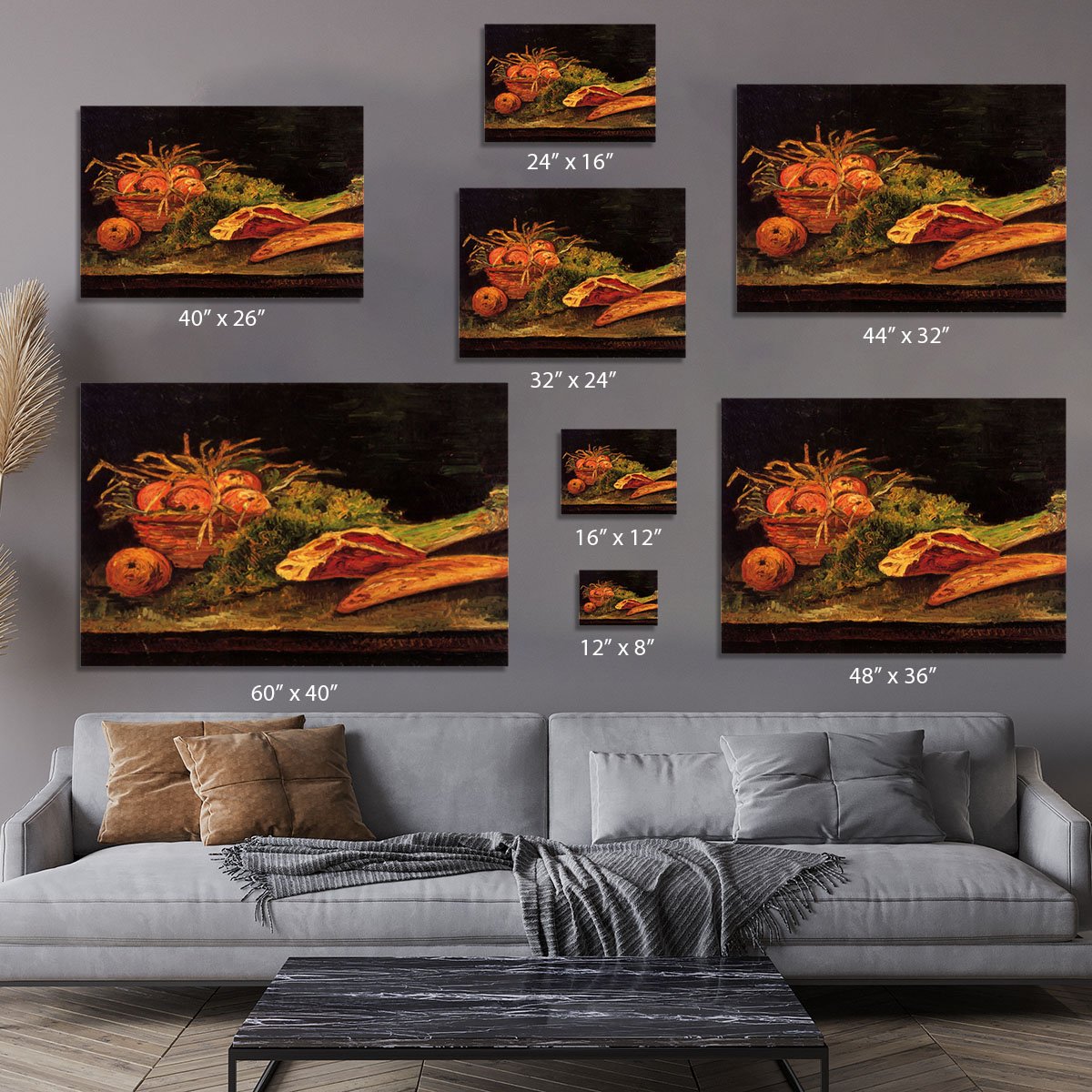 Still Life with Apples Meat and a Roll by Van Gogh Canvas Print or Poster