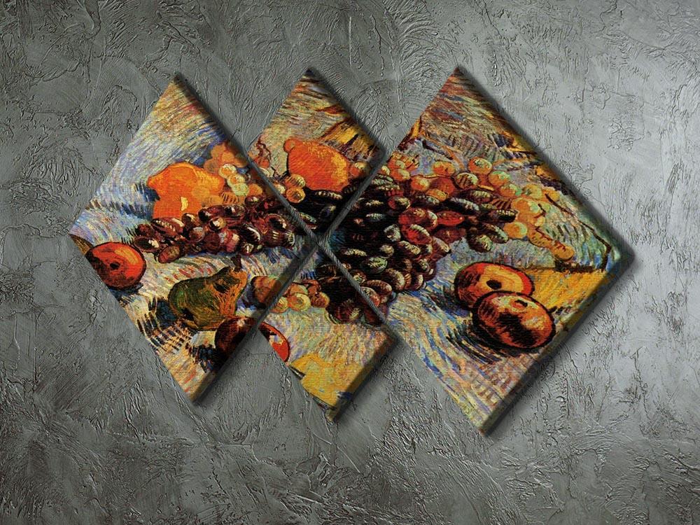 Still Life with Apples Pears Lemons and Grapes by Van Gogh 4 Square Multi Panel Canvas - Canvas Art Rocks - 2