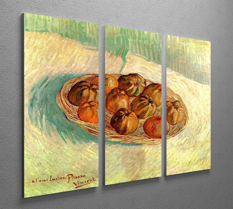 Still Life with Basket of Apples to Lucien Pissarro by Van Gogh 3 Split Panel Canvas Print - Canvas Art Rocks - 4