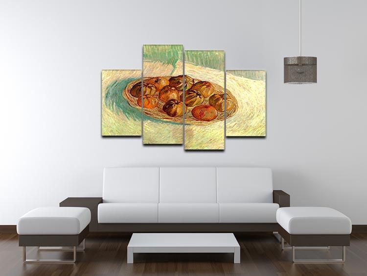 Still Life with Basket of Apples to Lucien Pissarro by Van Gogh 4 Split Panel Canvas - Canvas Art Rocks - 3
