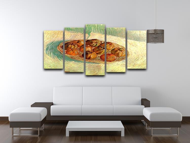 Still Life with Basket of Apples to Lucien Pissarro by Van Gogh 5 Split Panel Canvas - Canvas Art Rocks - 3