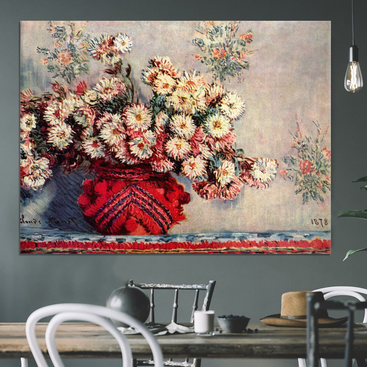 Still Life with Chrysanthemums by Monet Canvas Print or Poster