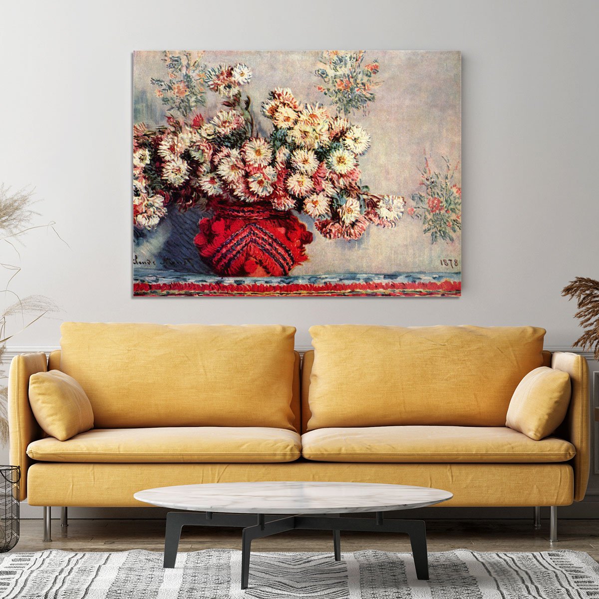 Still Life with Chrysanthemums by Monet Canvas Print or Poster