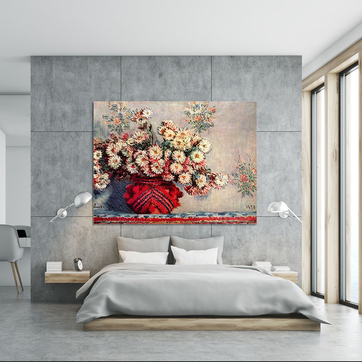 Still Life with Chrysanthemums by Monet Canvas Print or Poster