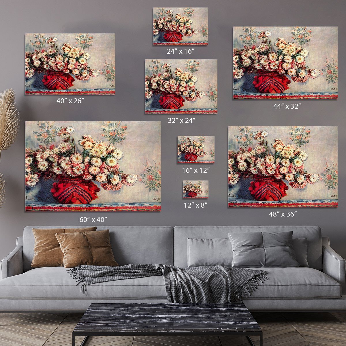 Still Life with Chrysanthemums by Monet Canvas Print or Poster