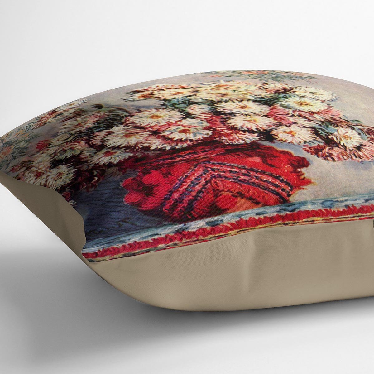 Still Life with Chrysanthemums by Monet Throw Pillow