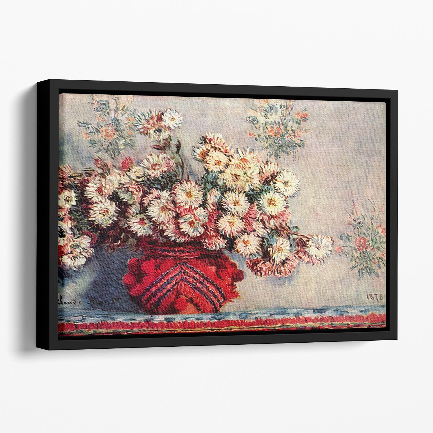 Still Life with Chrysanthemums by Monet Floating Framed Canvas