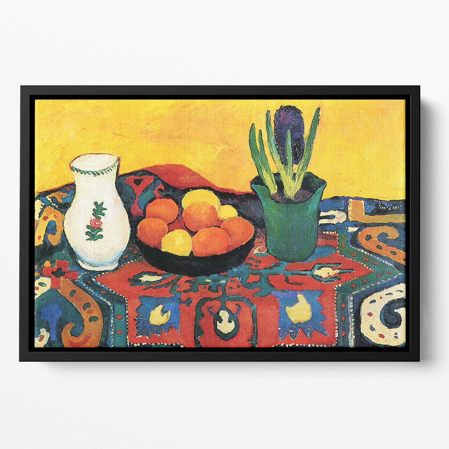 Still Life with Hyacinthe by Macke Floating Framed Canvas - Canvas Art Rocks - 2