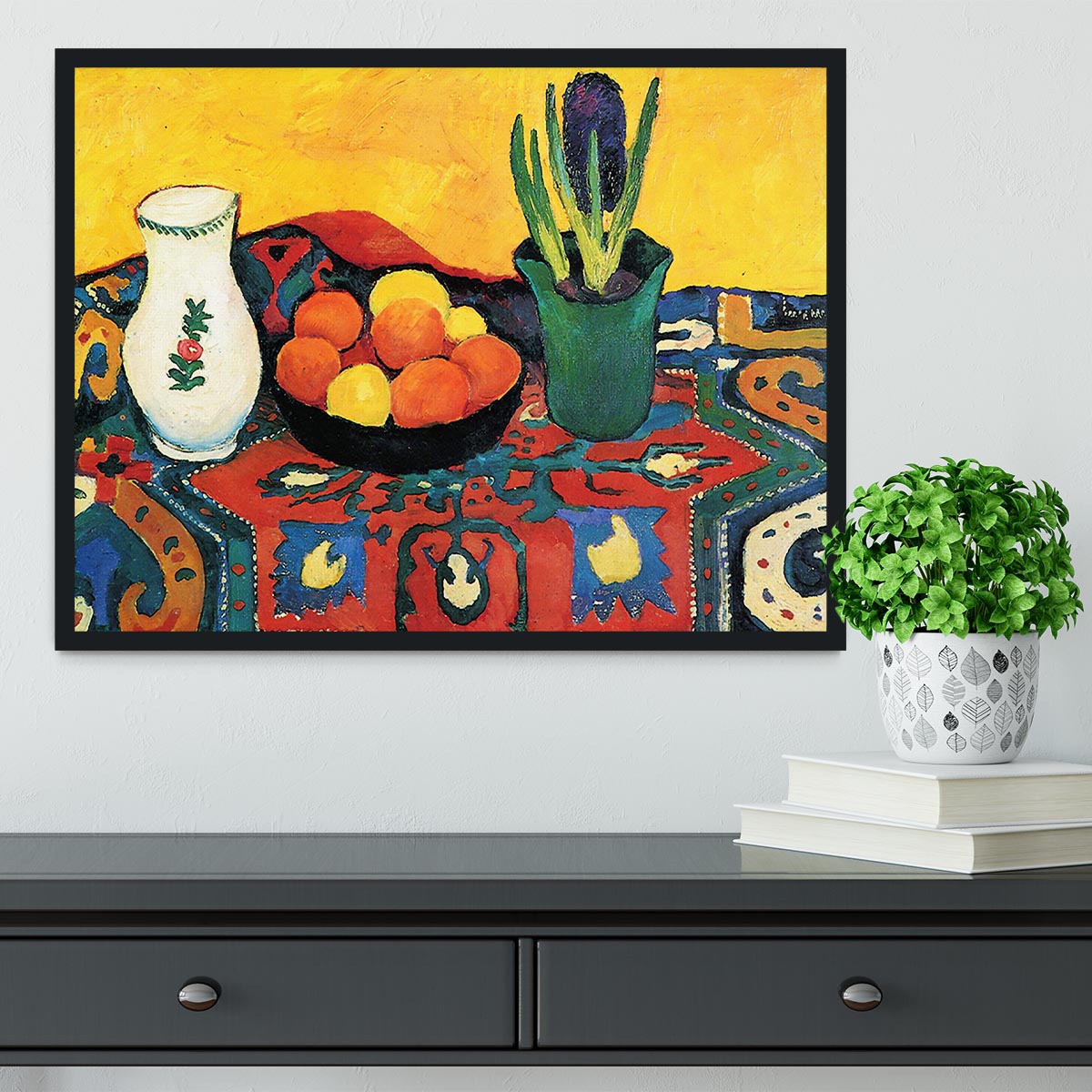 Still Life with Hyacinthe by Macke Framed Print - Canvas Art Rocks - 2