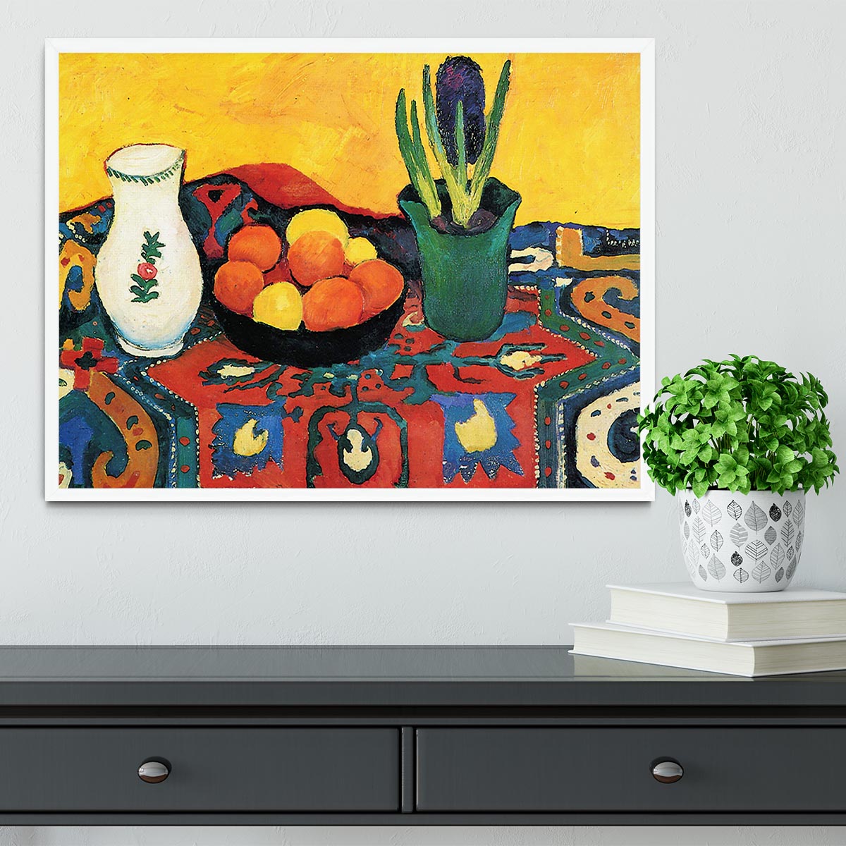 Still Life with Hyacinthe by Macke Framed Print - Canvas Art Rocks -6