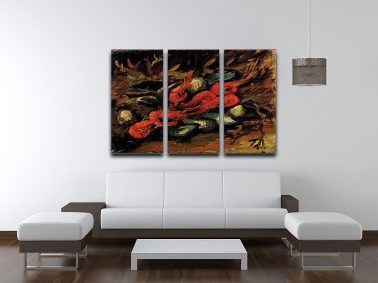 Still Life with Mussels and Shrimps by Van Gogh 3 Split Panel Canvas Print - Canvas Art Rocks - 4