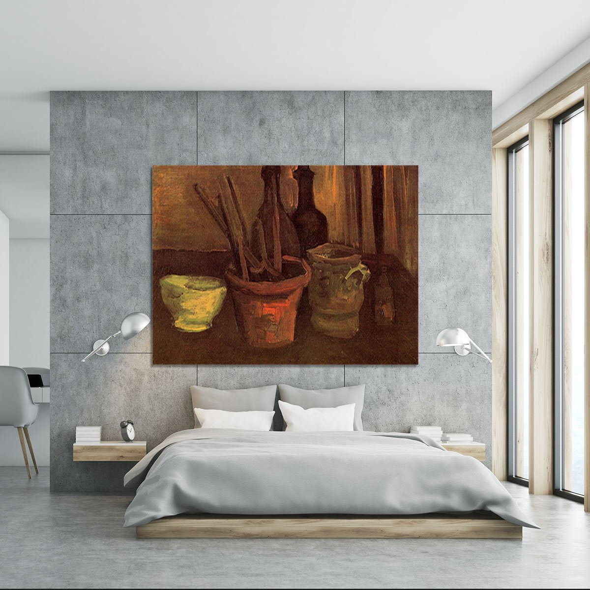 Still Life with Paintbrushes in a Pot by Van Gogh Canvas Print or Poster