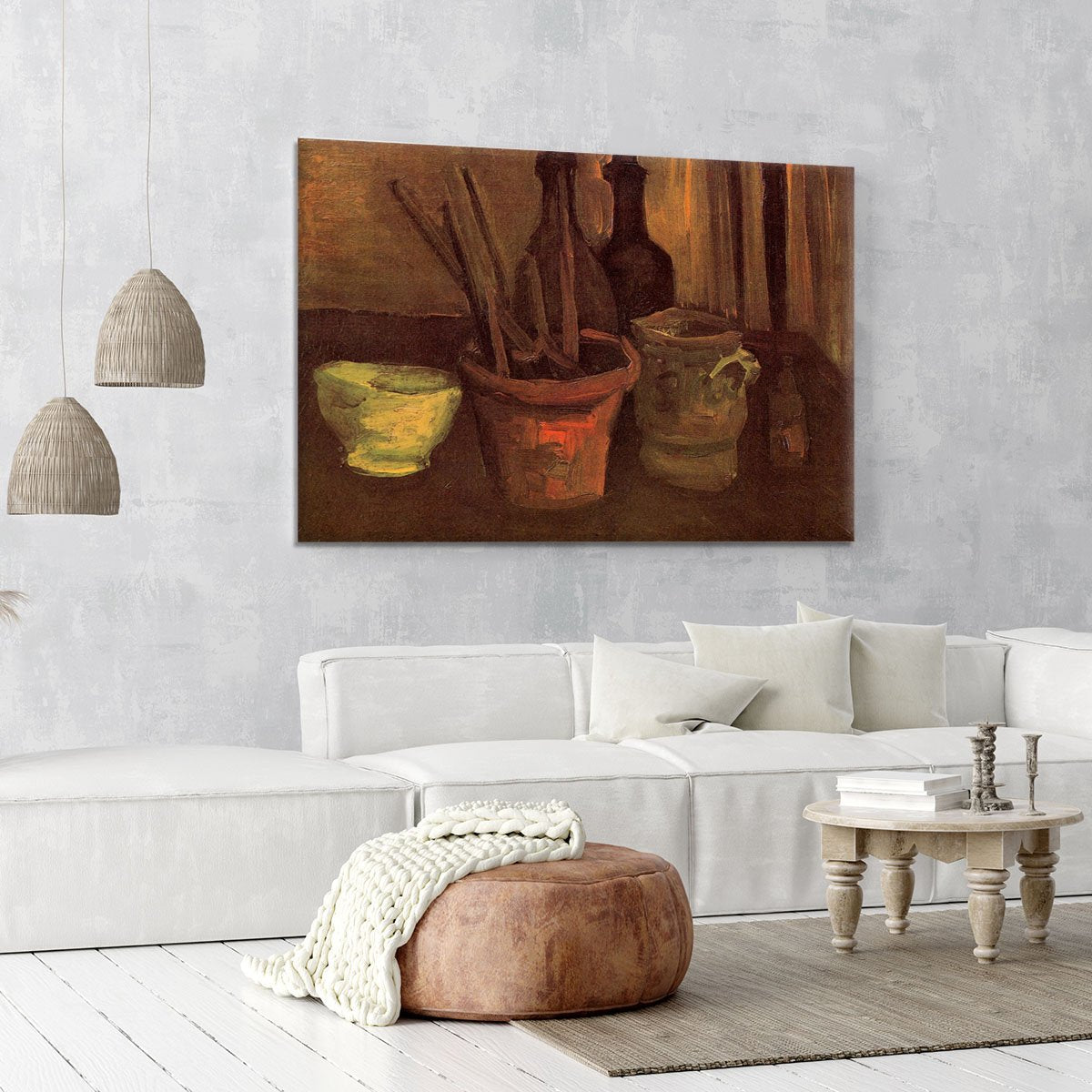 Still Life with Paintbrushes in a Pot by Van Gogh Canvas Print or Poster